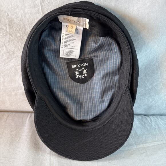 Brixton Fiddler Cap Fisherman Newsboy Hat Black Size S Lined Herringbone BU0048 - Picture 10 of 10